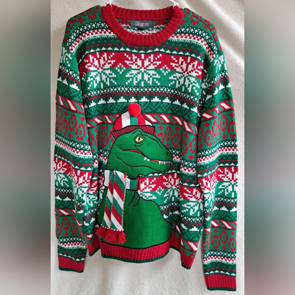 Men's 33 Degrees Dinasour Christmas Sweater